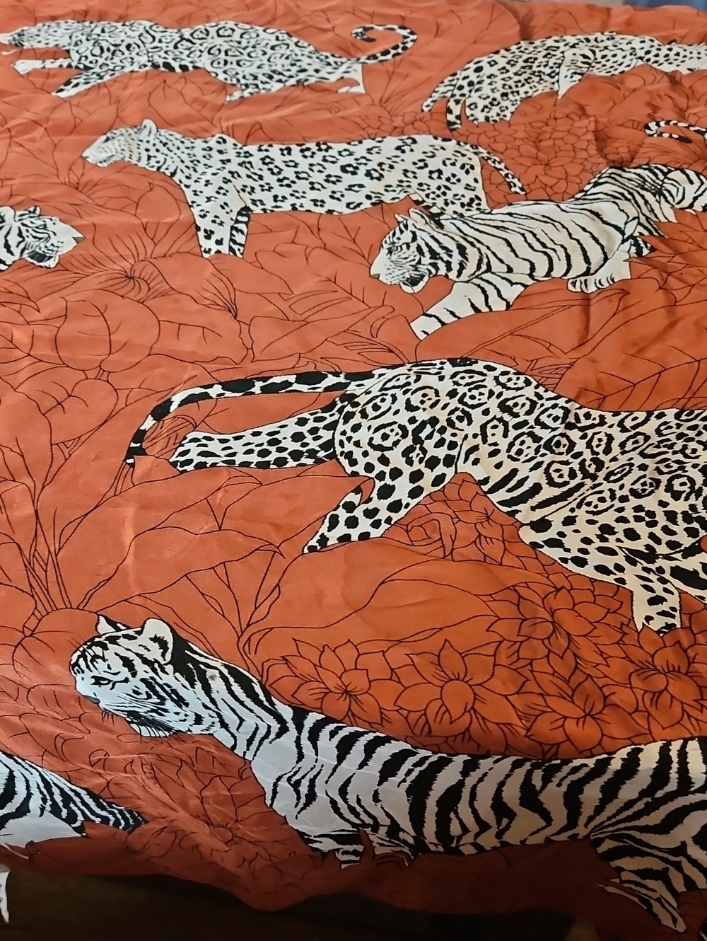 Rust Background With Black And White  Safari Animals SILK SCARF